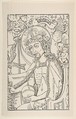 Seated Christ Holding the Orb, a section of the "Crowning of the Virgin", Anonymous, 15th century, Woodcut; Dershau restrike, 1922
