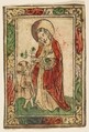 St. Dorothea, Anonymous, German, 15th century German, Woodcut, hand-colored