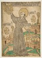 Saint Bernardino of Siena, Anonymous, German, Upper Germany, 15th century German, Woodcut, hand-colored