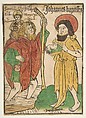 Saint Christopher and Saint John the Baptist, Jorg Glockendon German, Woodcut, hand-colored