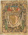 The Sacred Heart on a Cloth Held by an Angel, Anonymous, German, Nuremberg, 15th century, Woodcut, hand-colored, printed on vellum, with gold leaf