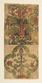 Panel of ornament (Schr. 2006m), Anonymous, German, 15th century  German, Woodcut, hand-colored, with stencil