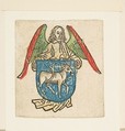 Bookplate of Hilprant Brandenburg, Anonymous, German, 15th century  German, Woodcut, hand-colored