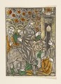 Christ's Entry into Jerusalem, Anonymous, German, 15th century German, Metalcut, hand-colored in green, yellow and red