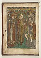 Saints Anthony, Sebastian and Christopher, Anonymous, German, Cologne, 15th century  German, Metalcut with dot punch, hand-colored; laid down on wooden book cover