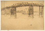 Old Battersea Bridge, James McNeill Whistler (American, Lowell, Massachusetts 1834–1903 London), Etching and drypoint, printed in dark brown ink on ivory laid paper; seventh state of seven (Glasgow)