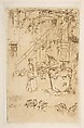 Turkeys, James McNeill Whistler  American, Etching and drypoint, printed in brown ink on medium weight ivory laid paper (drum mounted); first state of two (Glasgow)