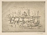 Gondoliers, Venice, John Marin  American, Etching