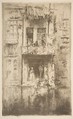 Balcony, Amsterdam, James McNeill Whistler  American, Etching and drypoint; fourth state of four (Glasgow); printed in dark brown ink on ivory Japan tissue