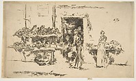 Fruit-Shop, Paris (Greengrocer's Shop, Paris), James McNeill Whistler (American, Lowell, Massachusetts 1834–1903 London), Etching and drypoint; only state (Glasgow); printed in black ink on buff laid paper