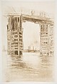 The Tall Bridge, James McNeill Whistler (American, Lowell, Massachusetts 1834–1903 London), Lithotint with scraping, first state of two (Chicago), printed in brown ink on
Japanese paper mounted on off-white plate paper