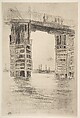 The Tall Bridge, James McNeill Whistler American, Facsimile of lithotint with scraping