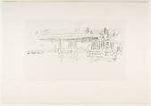 Old Battersea Bridge, James McNeill Whistler (American, Lowell, Massachusetts 1834–1903 London), Lithograph with scraping, printed in black ink on grayish ivory proofing paper mounted on white plate paper; second state of two (Chicago)