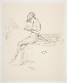 Little Nude Model, Reading, James McNeill Whistler American, Transfer lithograph, printed on tan chine mounted on white wove; only state (Chicago)