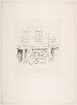 Maunder's Fish Shop, Chelsea, James McNeill Whistler (American, Lowell, Massachusetts 1834–1903 London), Transfer lithograph with scraping, printed in black ink on grayish India paper mounted on off white plate paper; first state of two (Chicago)