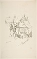 Gabled Roofs, Vitré, James McNeill Whistler  American, Transfer lithograph with stumping, printed in black ink on medium weight ivory laid paper; only state (Chicago)