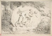 A Young Girl Astride a Satyr, Jean Honoré Fragonard French, Etching, first state of two