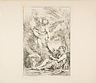 An Angel Bringing Food to a Hermit, Jean Honoré Fragonard (French, Grasse 1732–1806 Paris), Etching