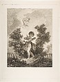 L'Amour en Sentinelle, Simon Charles Miger French, Etching and engraving; first state of two (Portalis)