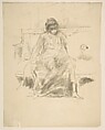 The Draped Figure, Seated, James McNeill Whistler American, Transfer lithograph with stumping, printed in black ink on cream laid paper; unrecorded proof before the only recorded state (Chicago)