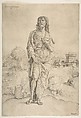 Saint John the Baptist standing in landscape, figures and buildings in the background, Giulio Campagnola (Italian, Padua ca. 1482–ca. 1515/18 Venice), Engraving
