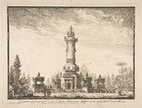 Elevation en perspective d'une colonne destinée pour la Sépultre d'une Reine, Ennemond Alexandre Petitot French, Etching