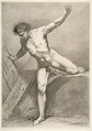 An "Académie": Striding Man Leaning on a Plank, Carle (Charles André) Vanloo French, Etching