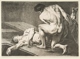 An "Académie": One Man Lifting the Legs of Another Man, Carle (Charles André) Vanloo French, Etching