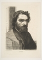 Portrait of Alphonse Legros, Félix Bracquemond French, Etching; second state of two
