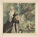 In the Zoological Garden, Félix Bracquemond  French, Etching, drypoint, and aquatint printed in color; seventh state of seven