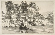 Fisherman with a net, Félix Bracquemond  French, Etching; third state of three