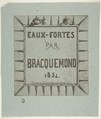 Eaux-fortes par Bracquemond, Félix Bracquemond  French, Etching on blue paper; second state of three