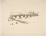 Evening, Little Waterloo Bridge, James McNeill Whistler  American, Transfer lithograph with stumping; second stateof two (Chicago); printed in black ink on medium weight  cream laid paper