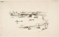 Charing Cross Railway Bridge, James McNeill Whistler American, Transfer lithograph with stumping, scraping and incising; only state (Chicago); printed in black ink on Ivory laid paper