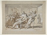 Scene from the Iliad, Michael Martin Drölling French, Pen and brown ink, brush and gray wash, heightened with white gouache over graphite underdrawing