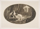 Odalisque reclining in a harem, from "Titres de Romance", Félix Bracquemond French, Etching on chine collé; first state of two