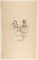 Afternoon Tea, James McNeill Whistler  American, Transfer lithograph with stumping; only state (Chicago); printed in black ink on tan laid Japnese vellum