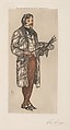 Monsieur Dermilly, Benevolent Artist, John Sloan  American, Etching with light brown plate tone around figure and red brown on trousers