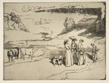 Les Demoiselles du village, Félix Bracquemond French, Etching; second (?) state of three