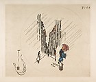 Decoration for a Plate: Rain, Félix Bracquemond French, Etching with watercolor