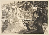 La Terrasse de la Villa Brancas, from "L'Art", Félix Bracquemond French, Etching, drypoint; eighth state of eight