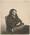 The Artist's Mother Seated at a Table Looking Right: Three-Quarter Length, Rembrandt (Rembrandt van Rijn)  Dutch, Etching; New Holl.'s second state of three