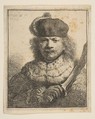 Rembrandt with Raised Sabre, Rembrandt (Rembrandt van Rijn)  Dutch, Etching with touches of burin