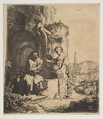 Christ and the Woman of Samaria among Ruins, Rembrandt (Rembrandt van Rijn) (Dutch, Leiden 1606–1669 Amsterdam), Etching