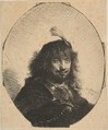 Self-Portrait with Plumed Cap and Lowered Sabre, Rembrandt (Rembrandt van Rijn) Dutch, Etching; second state of three