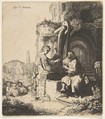 Christ and the Woman of Samaria among Ruins (reverse copy), William James Smith British, Etching