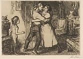 Man, Wife, and Child, from "New York City Life", John Sloan American, Etching