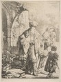 Abraham Casting out Hagar and Ishmael, Rembrandt (Rembrandt van Rijn) Dutch, Etching with touches of drypoint