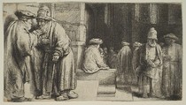 Jews in a Synagogue, Rembrandt (Rembrandt van Rijn)  Dutch, Etching and drypoint; second of nine states