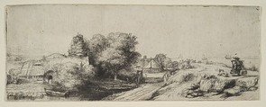 View of the Diemerdijk with a Milkman and Cottages ('Het Melkboertje'), Rembrandt (Rembrandt van Rijn) (Dutch, Leiden 1606–1669 Amsterdam), Etching and drypoint; third of three states